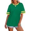 image:imageWIHOLL Womens T Shirts Loose Fit Short Sleeve Tees Crew Neck Color Block Summer Tops 2026 Fashion06  Green