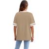 image:imageWIHOLL Womens T Shirts Loose Fit Short Sleeve Tees Crew Neck Color Block Summer Tops 2026 Fashion07  Khaki