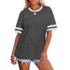 image:imageWIHOLL Womens T Shirts Loose Fit Short Sleeve Tees Crew Neck Color Block Summer Tops 2026 Fashion08  Grey