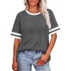 image:imageWIHOLL Womens T Shirts Loose Fit Short Sleeve Tees Crew Neck Color Block Summer Tops 2026 Fashion08  Grey