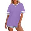 image:imageWIHOLL Womens T Shirts Loose Fit Short Sleeve Tees Crew Neck Color Block Summer Tops 2026 Fashion10  Purple