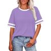 image:imageWIHOLL Womens T Shirts Loose Fit Short Sleeve Tees Crew Neck Color Block Summer Tops 2026 Fashion10  Purple