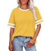 image:imageWIHOLL Womens T Shirts Loose Fit Short Sleeve Tees Crew Neck Color Block Summer Tops 2026 Fashion11  Yellow
