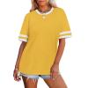 image:imageWIHOLL Womens T Shirts Loose Fit Short Sleeve Tees Crew Neck Color Block Summer Tops 2026 Fashion11  Yellow