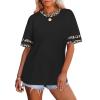 image:imageWIHOLL Womens T Shirts Loose Fit Short Sleeve Tees Crew Neck Color Block Summer Tops 2026 FashionBlack Leopard Color Block