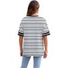 image:imageWIHOLL Womens T Shirts Loose Fit Short Sleeve Tees Crew Neck Color Block Summer Tops 2026 FashionBlack and Gray Striped