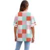 image:imageWIHOLL Womens T Shirts Loose Fit Short Sleeve Tees Crew Neck Color Block Summer Tops 2026 FashionBlue and Pink Color Block