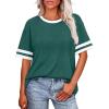 image:imageWIHOLL Womens T Shirts Loose Fit Short Sleeve Tees Crew Neck Color Block Summer Tops 2026 FashionLake Blue