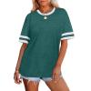 image:imageWIHOLL Womens T Shirts Loose Fit Short Sleeve Tees Crew Neck Color Block Summer Tops 2026 FashionLake Blue