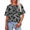 image:imageWIHOLL Womens T Shirts Loose Fit Short Sleeve Tees Crew Neck Color Block Summer Tops 2026 FashionLeaf Print