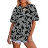 image:imageWIHOLL Womens T Shirts Loose Fit Short Sleeve Tees Crew Neck Color Block Summer Tops 2026 FashionLeaf Print
