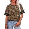 image:imageWIHOLL Womens T Shirts Loose Fit Short Sleeve Tees Crew Neck Color Block Summer Tops 2026 FashionLeopard Print