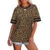 image:imageWIHOLL Womens T Shirts Loose Fit Short Sleeve Tees Crew Neck Color Block Summer Tops 2026 FashionLeopard Print