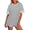 image:imageWIHOLL Womens T Shirts Loose Fit Short Sleeve Tees Crew Neck Color Block Summer Tops 2026 FashionLight Grey