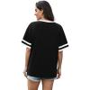 image:imageWIHOLL Womens T Shirts Loose Fit Short Sleeve Tees V Neck Color Block Summer Tops 2026 Fashion S4XL01  Black