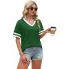 image:imageWIHOLL Womens T Shirts Loose Fit Short Sleeve Tees V Neck Color Block Summer Tops 2026 Fashion S4XL04  Deep Grassgreen