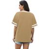 image:imageWIHOLL Womens T Shirts Loose Fit Short Sleeve Tees V Neck Color Block Summer Tops 2026 Fashion S4XL04  Khaki