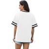 image:imageWIHOLL Womens T Shirts Loose Fit Short Sleeve Tees V Neck Color Block Summer Tops 2026 Fashion S4XL04  White