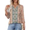 image:imageWIHOLL Womens Tops 34 Length Sleeve V Neck Shirts Dressy Casual Pleated Blouses Fall Vacation Fashion Trendy Clothes1floral Pink