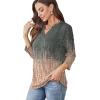 image:imageWIHOLL Womens Tops 34 Length Sleeve V Neck Shirts Dressy Casual Pleated Blouses Fall Vacation Fashion Trendy Clothes1tiedye Coral