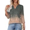 image:imageWIHOLL Womens Tops 34 Length Sleeve V Neck Shirts Dressy Casual Pleated Blouses Fall Vacation Fashion Trendy Clothes1tiedye Coral