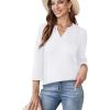 image:imageWIHOLL Womens Tops 34 Length Sleeve V Neck Shirts Dressy Casual Pleated Blouses Fall Vacation Fashion Trendy Clothes1white