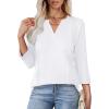 image:imageWIHOLL Womens Tops 34 Length Sleeve V Neck Shirts Dressy Casual Pleated Blouses Fall Vacation Fashion Trendy Clothes1white
