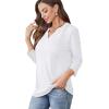 image:imageWIHOLL Womens Tops 34 Length Sleeve V Neck Shirts Dressy Casual Pleated Blouses Fall Vacation Fashion Trendy Clothes1white