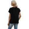 image:imageWIHOLL Womens Tops Dressy Casual Rolled Short Sleeve V Neck T Shirts Summer Business Work Blouses Crepe Texture OutfitsAblack
