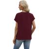 image:imageWIHOLL Womens Tops Dressy Casual Rolled Short Sleeve V Neck T Shirts Summer Business Work Blouses Crepe Texture OutfitsAburgundy