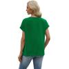 image:imageWIHOLL Womens Tops Dressy Casual Rolled Short Sleeve V Neck T Shirts Summer Business Work Blouses Crepe Texture OutfitsBgreen