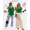 image:imageWIHOLL Womens Tops Dressy Casual Rolled Short Sleeve V Neck T Shirts Summer Business Work Blouses Crepe Texture OutfitsBgreen