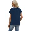 image:imageWIHOLL Womens Tops Dressy Casual Rolled Short Sleeve V Neck T Shirts Summer Business Work Blouses Crepe Texture OutfitsBnavy Blue