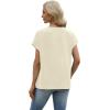 image:imageWIHOLL Womens Tops Dressy Casual Rolled Short Sleeve V Neck T Shirts Summer Business Work Blouses Crepe Texture OutfitsPapricotripple Stripd