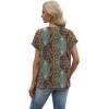image:imageWIHOLL Womens Tops Dressy Casual Rolled Short Sleeve V Neck T Shirts Summer Business Work Blouses Crepe Texture OutfitsPbohemia Print