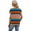 image:imageWIHOLL Womens Tops Dressy Casual Rolled Short Sleeve V Neck T Shirts Summer Business Work Blouses Crepe Texture OutfitsPcolorful Striped