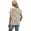 image:imageWIHOLL Womens Tops Dressy Casual Rolled Short Sleeve V Neck T Shirts Summer Business Work Blouses Crepe Texture OutfitsPhoundstooth