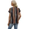 image:imageWIHOLL Womens Tops Dressy Casual Rolled Short Sleeve V Neck T Shirts Summer Business Work Blouses Crepe Texture OutfitsPpink Vertical Striped