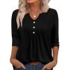image:imageWIHOLL Womens Tops Fall Fashion Must Have 34 Length Sleeve Shirts Business Casual Outfits Basic Tees0black