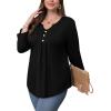 image:imageWIHOLL Womens Tops Fall Fashion Must Have 34 Length Sleeve Shirts Business Casual Outfits Basic Tees0black