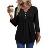 image:imageWIHOLL Womens Tops Fall Fashion Must Have 34 Length Sleeve Shirts Business Casual Outfits Basic Tees0black