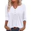image:imageWIHOLL Womens Tops Fall Fashion Must Have 34 Length Sleeve Shirts Business Casual Outfits Basic Tees0white