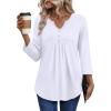 image:imageWIHOLL Womens Tops Fall Fashion Must Have 34 Length Sleeve Shirts Business Casual Outfits Basic Tees0white