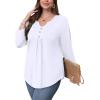 image:imageWIHOLL Womens Tops Fall Fashion Must Have 34 Length Sleeve Shirts Business Casual Outfits Basic Tees0white