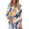 image:imageWIHOLL Womens Tops Fall Fashion Must Have 34 Length Sleeve Shirts Business Casual Outfits Basic Tees1watercolor Floral