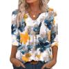image:imageWIHOLL Womens Tops Fall Fashion Must Have 34 Length Sleeve Shirts Business Casual Outfits Basic Tees1watercolor Floral