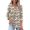 image:imageWIHOLL Womens Tops Fall Fashion Must Have 34 Length Sleeve Shirts Business Casual Outfits Basic Tees2beige Flower