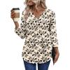 image:imageWIHOLL Womens Tops Fall Fashion Must Have 34 Length Sleeve Shirts Business Casual Outfits Basic Tees2beige Flower