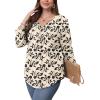 image:imageWIHOLL Womens Tops Fall Fashion Must Have 34 Length Sleeve Shirts Business Casual Outfits Basic Tees2beige Flower