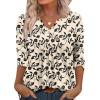 image:imageWIHOLL Womens Tops Fall Fashion Must Have 34 Length Sleeve Shirts Business Casual Outfits Basic Tees2beige Flower